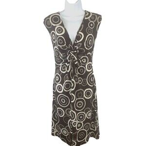 LONDON STYLE Dress Women's Size 6  Mod Geometric Plunge Knot V Neck Sleeveless